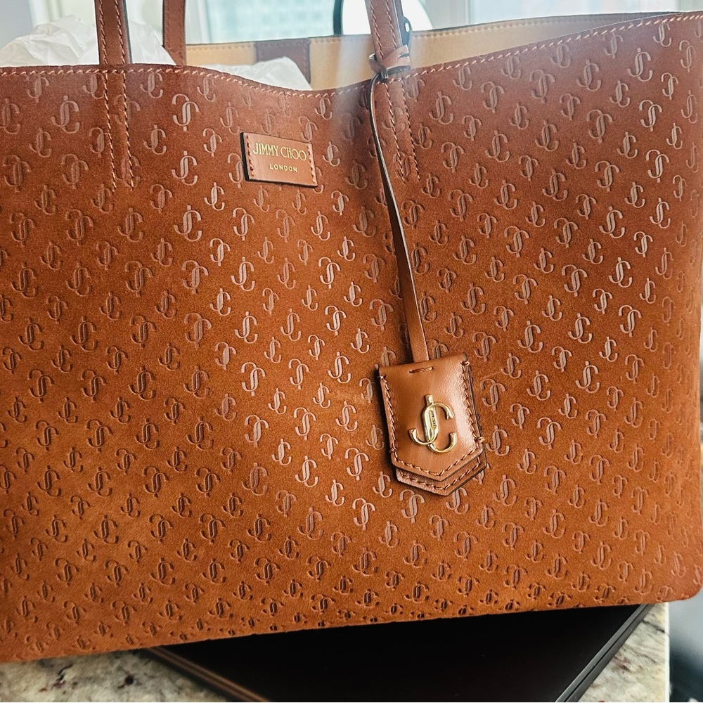 Jimmy Choo Brown Leather Monogram Tote